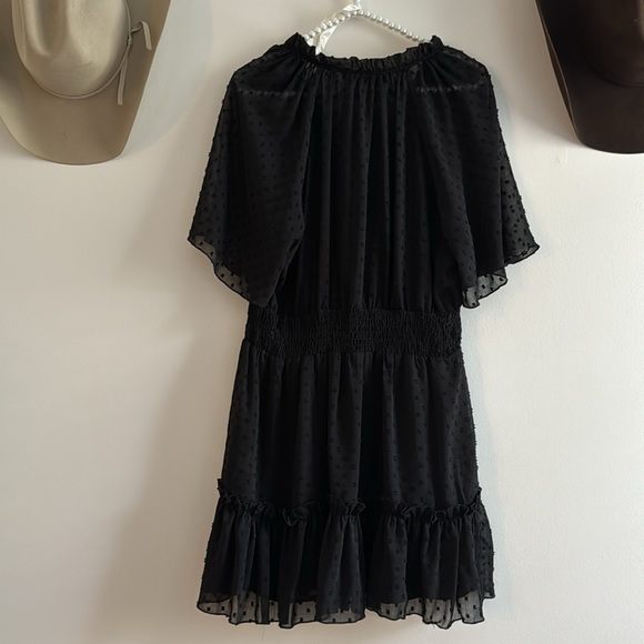 Zara mini black dress w sheer polka dots - Picture 3 of 3